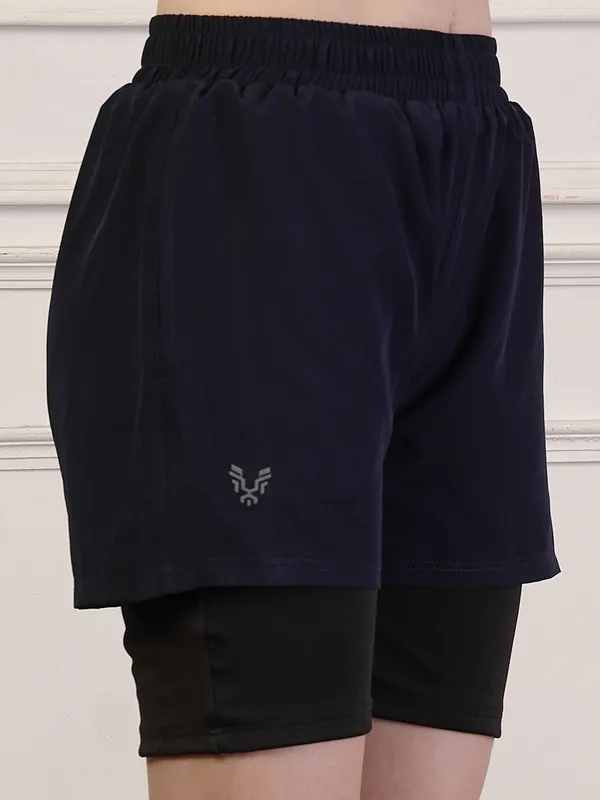 Navy_Blue_Double_&_Layered_Compression_Shorts_With_Side_Pocket_For_Women_&_Girls