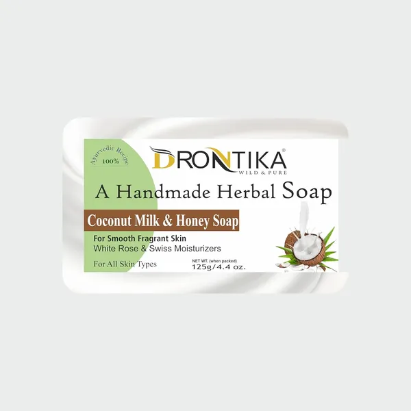Natural_Herbal_Coconut_Milk_&_Honey_Soap_By_Drontika,_125G,_Pack_Of_4,_Enriched_With_Essential_Oils_For_Hydrated_Skin