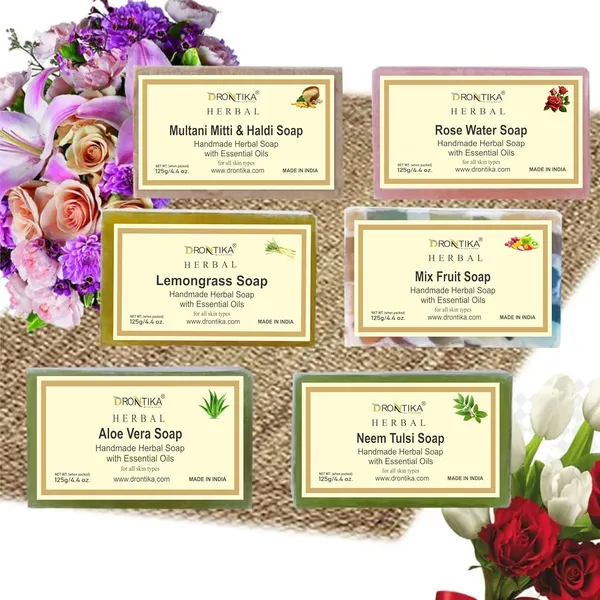 Drotika_Natural_Herbal_Handmade_Aloevera,_Neem_Tulsi,_Lemongrass,_Mix_Fruit,_Rose_Water,_Multani_Mitti_&_Haldi_Soap_For_Bath_For_Skin_Whitening_(Pack_Of_6)