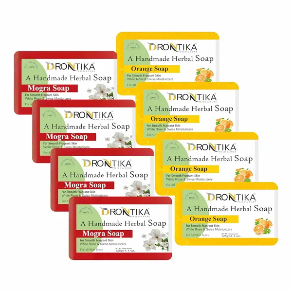 Handmade_Assorted_Bath_Soap_Orange_&_Mogra_Combo_Of_Fresh_Bathing_Bar_(Pack_Of_8)_Each_125Gm