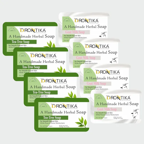 Handmade_Assorted_Bath_Soap_Goat_Milk_&_Tea_Tree_Combo_Of_Fresh_Bathing_Bar_(Pack_Of_8)_Each_125Gm
