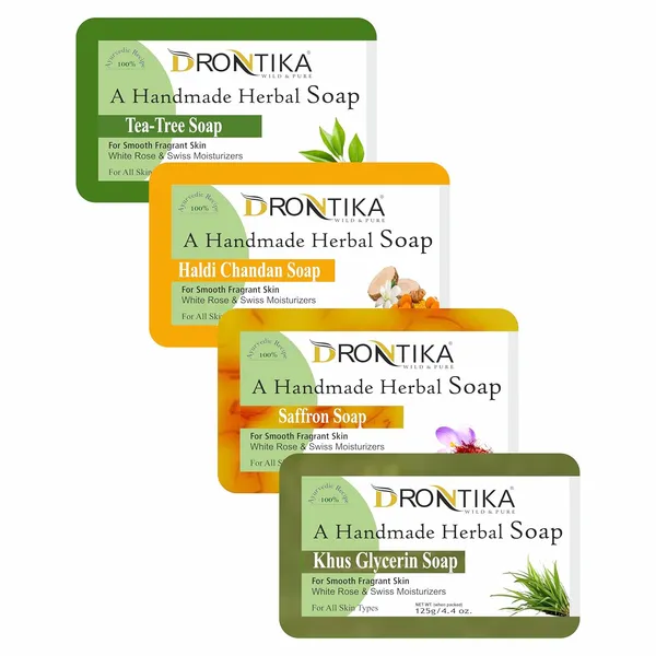 100%_Herbal_Assorted_Handmade_Bath_Ayurvedic_Soap_Combo_Set_Of_Tea_Tree,_Haldi_Chandan,_Saffron_&_Khus_Glycerin_(500Gm)