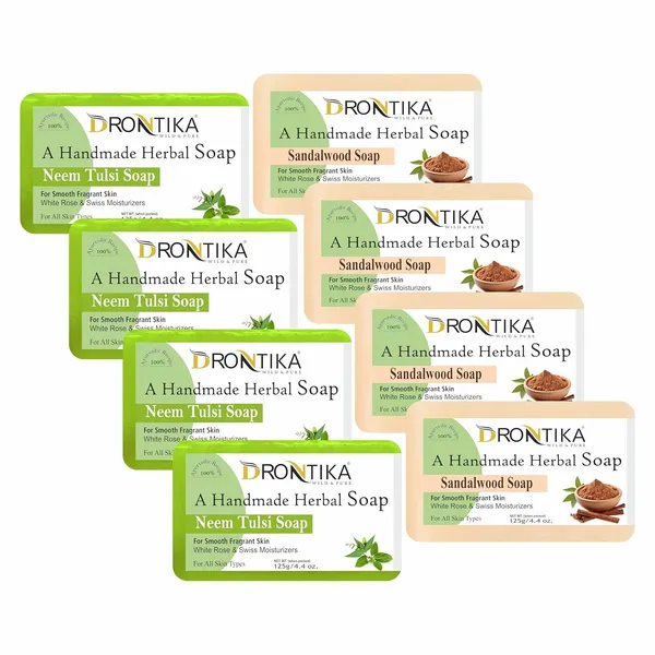 Handmade_Assorted_Bath_Soap_Neem_Tulsi_&_Sandalwood_Combo_Of_Fresh_Bathing_Bar_(Pack_Of_8)_Each_125Gm