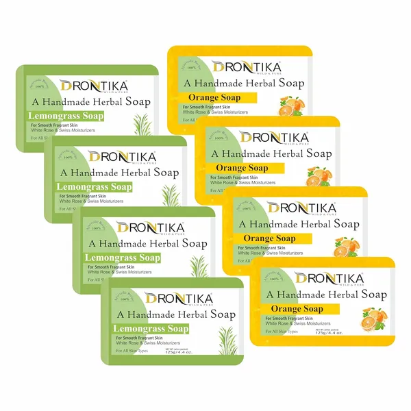 Handmade_Assorted_Bath_Soap_Combo_Of_Fresh_Lemongrass_&_Orange_(Pack_Of_8)_Each_125Gm.