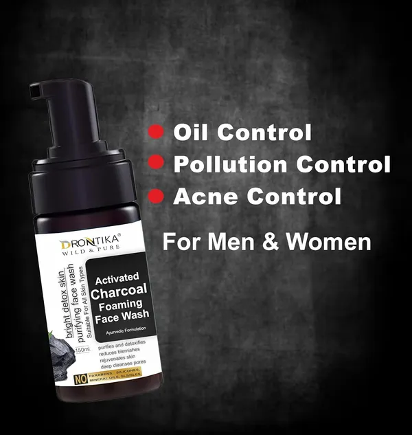 Charcoal_Foaming_Face_Wash|_Deep_Skin_Detox|_Cleanse_Skin_Impurities_|_Sulphate_Free_Face_Wash|_Paraben_Free|_150_Ml_|_Ayurvedic_And_Organically_Pure|_100%_Natural_Extracts