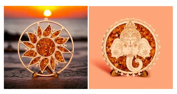 Pack_Of_2_Natural_Wood_And_Amber_Vitraz_Ganesha_Face_&_Vitraz_Sun_With_Amber