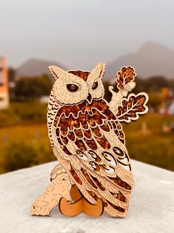 Real_Wood_And_Amber_Pano_Owl_Bird_Full_For_Home_Decor_(20_Cm)