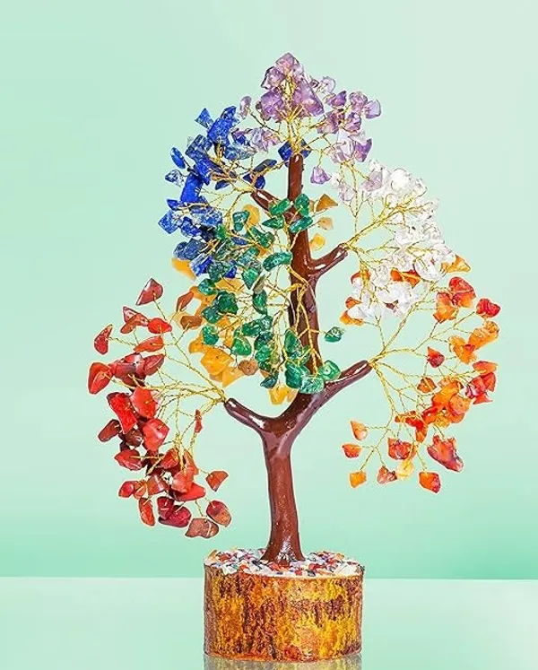 Seven_Chakra_Crystal_Vastu_Tree_with_300_Gemstone_Golden_Wire_Branches_Decorative_Showpiece_-_12_cm_(Marble,_Multicolor)