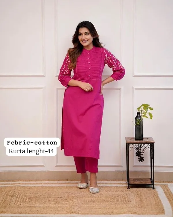 Pink_Pure_Cotton_Kurta_Pant_Set_For_Women