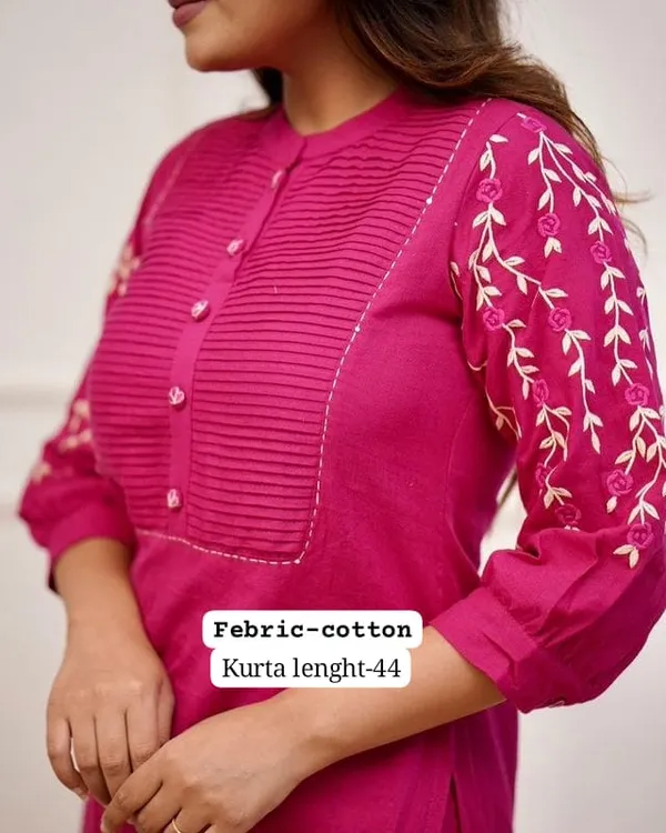 Pink_Pure_Cotton_Kurta_Pant_Set_For_Women
