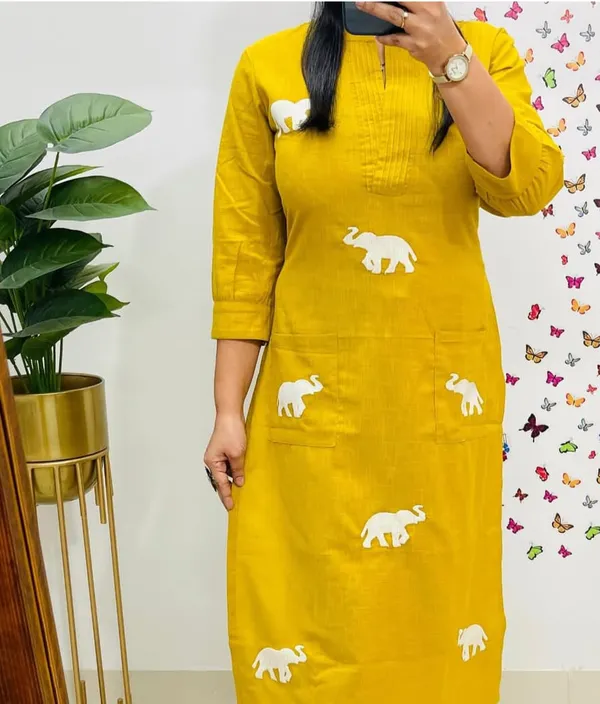 Yellow_Ethnic_Stylish_South_Cotton Kurta_Pant_Set_For_Women