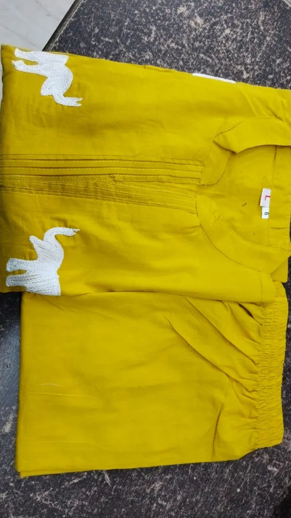 Yellow_Ethnic_Stylish_South_Cotton Kurta_Pant_Set_For_Women