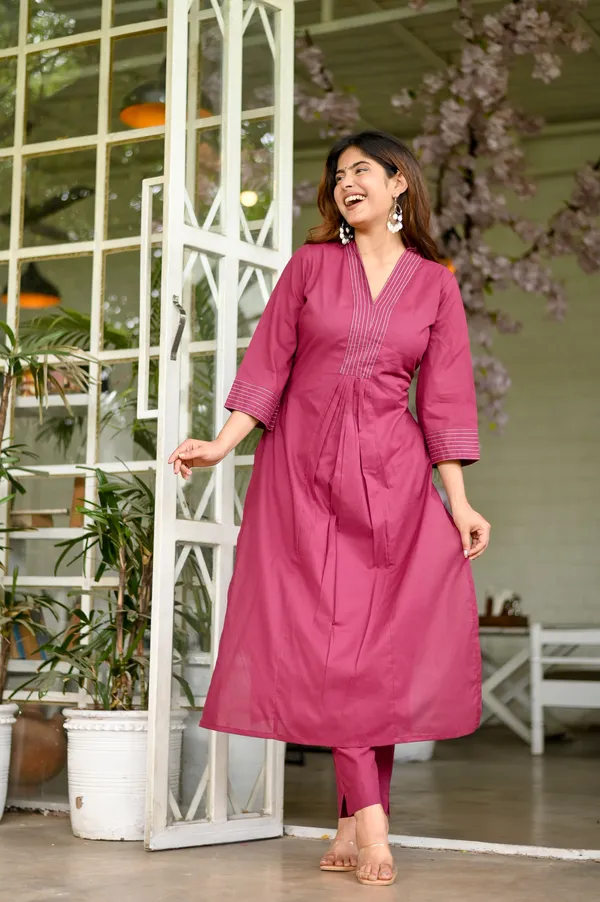 Maroon_Cotton_Embroidered_Co-Ord_Set_For_Women