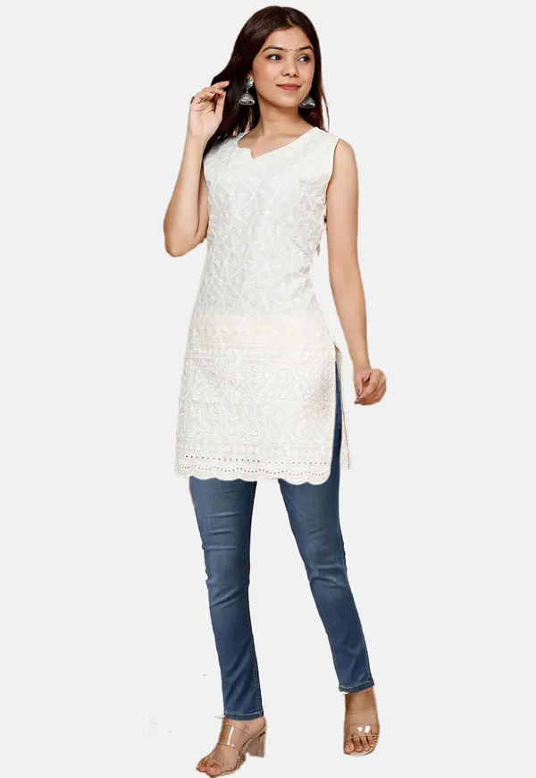 Bainkutpuri_Women's_Indian_Chikankari_Sleeveless_Cotton_Kurtis_for_Women_Summer_Dress_Tunic_Top_Kurti
