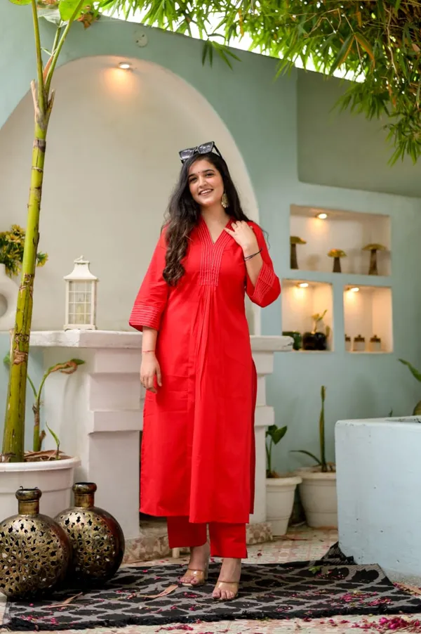 Red_Cotton_Embroidered_Co-Ord_Set_For_Women