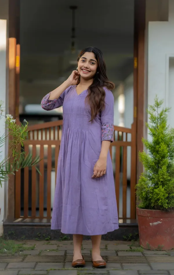Purple_Flared_Kurti_With_Embroidered_Sleeves_For_Women