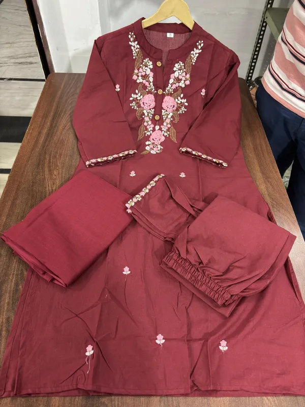 Maroon_Cotton_Embroidered_Ethnic_Suit_Set_For_Women