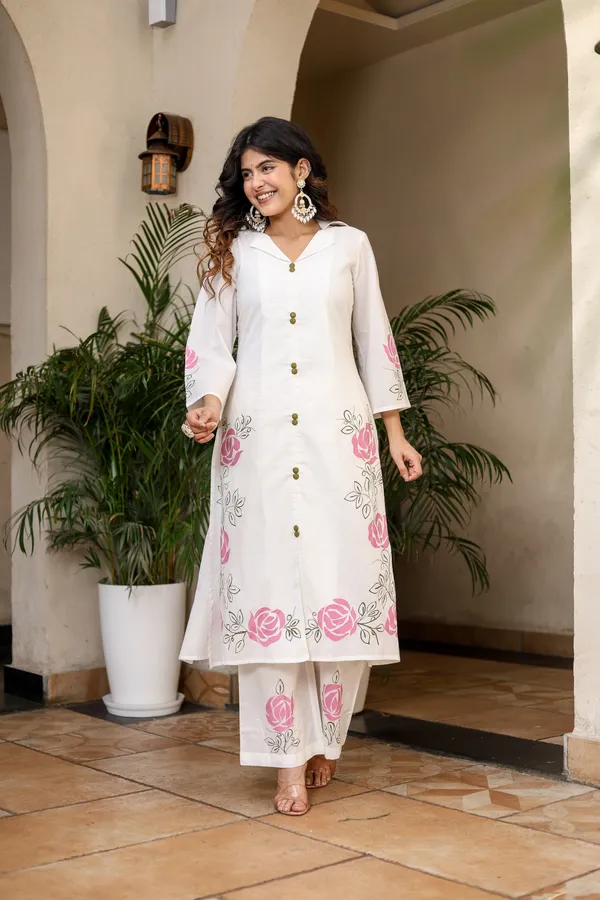 Bainkutpuri_Women's_Pure_Cotton_Handcrafted_brush_printed_kurta_Pant_Set_(White)