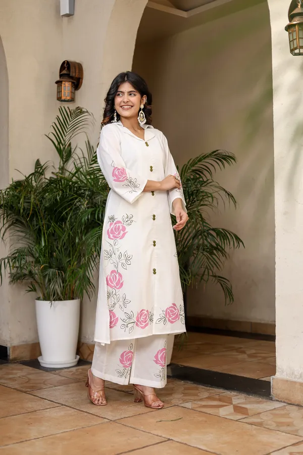 Bainkutpuri_Women's_Pure_Cotton_Handcrafted_brush_printed_kurta_Pant_Set_(White)