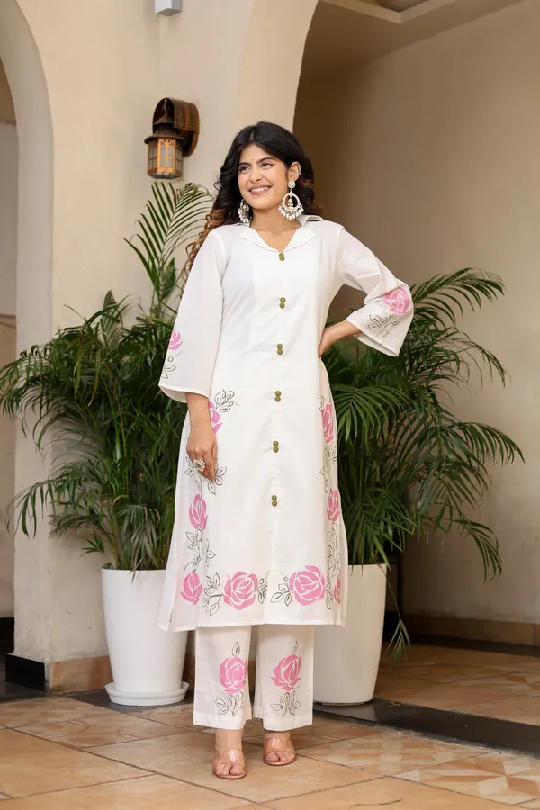 Bainkutpuri_Women's_Pure_Cotton_Handcrafted_brush_printed_kurta_Pant_Set_(White)