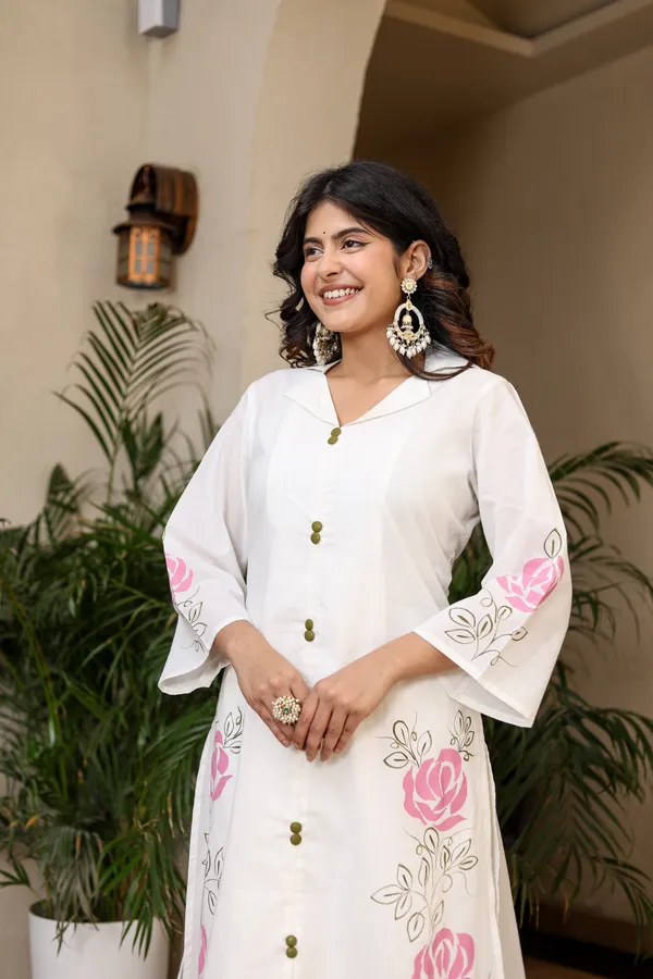 Bainkutpuri_Women's_Pure_Cotton_Handcrafted_brush_printed_kurta_Pant_Set_(White)