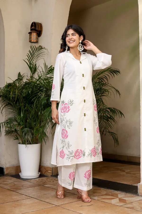 Bainkutpuri_Women's_Pure_Cotton_Handcrafted_brush_printed_kurta_Pant_Set_(White)