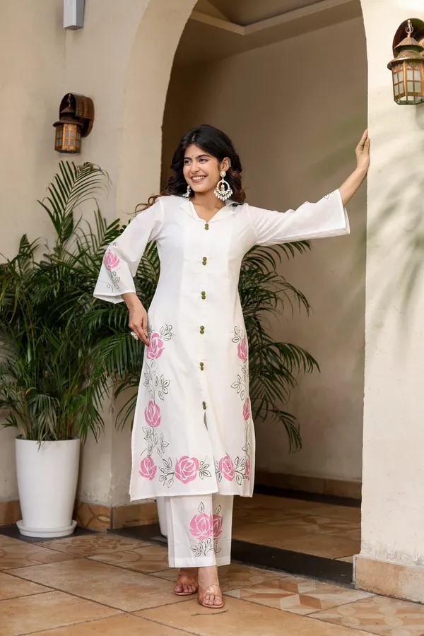 Bainkutpuri_Women's_Pure_Cotton_Handcrafted_brush_printed_kurta_Pant_Set_(White)