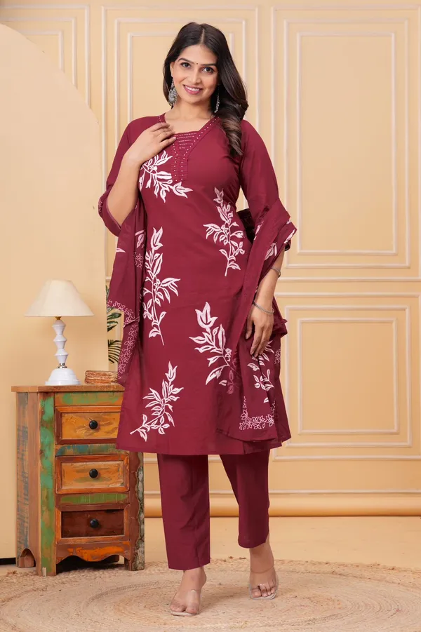 Maroon_Heavy_Pure_Cotton_Printed_Ethnic_Suit_Set_For_Women