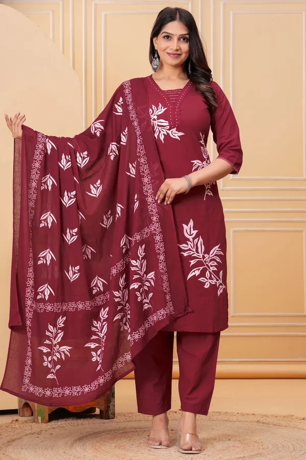 Maroon_Heavy_Pure_Cotton_Printed_Ethnic_Suit_Set_For_Women