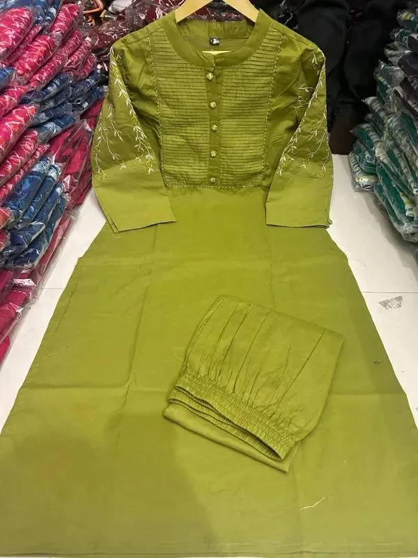 Green_Pure_Cotton_Kurta_Pant_Set_For_Women