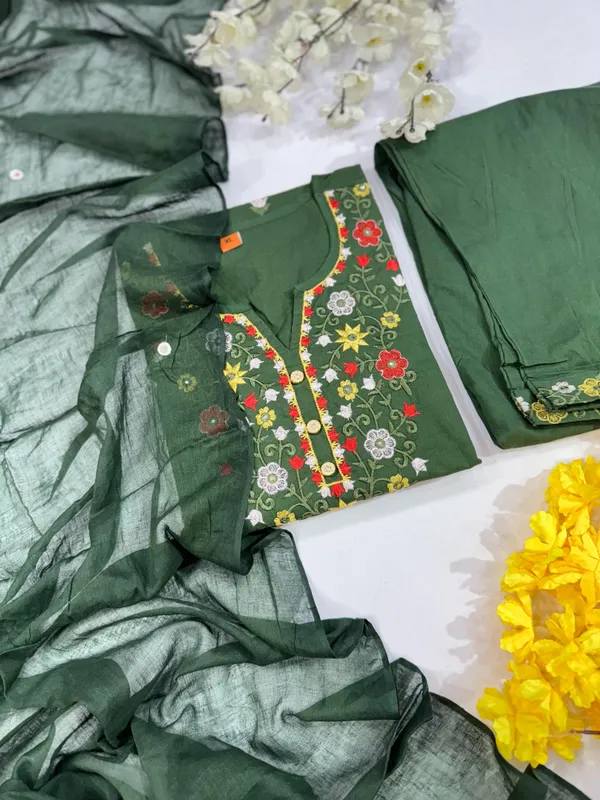 Bottle_Green_Embroidered_Ethnic_Suit_Set_For_Women
