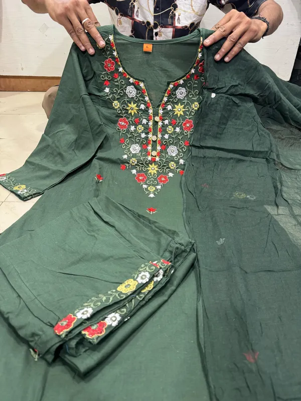 Bottle_Green_Embroidered_Ethnic_Suit_Set_For_Women