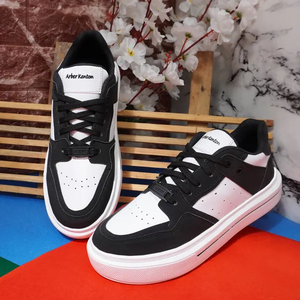 Black_&_White_Synthetic_Stylish_Sneakers_For_Men