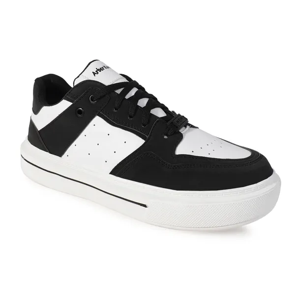 Black_&_White_Synthetic_Stylish_Sneakers_For_Men