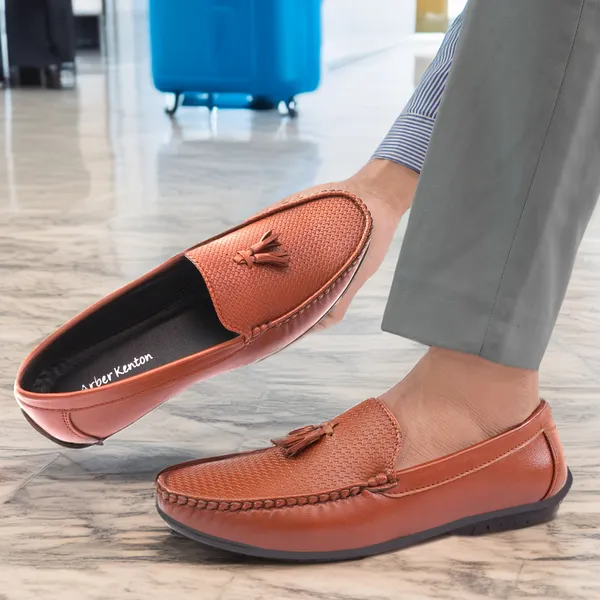 Tan_Synthetic_Embossed_Deisgn_Tussel_Loafers_For_Men