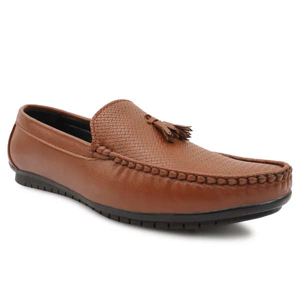 Tan_Synthetic_Embossed_Deisgn_Tussel_Loafers_For_Men