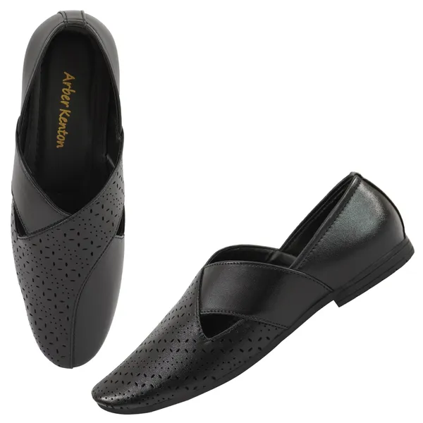 Black_Synthetic_Laser_Cut_Design_Ethnic_Peshawari_Sandal_For_Men