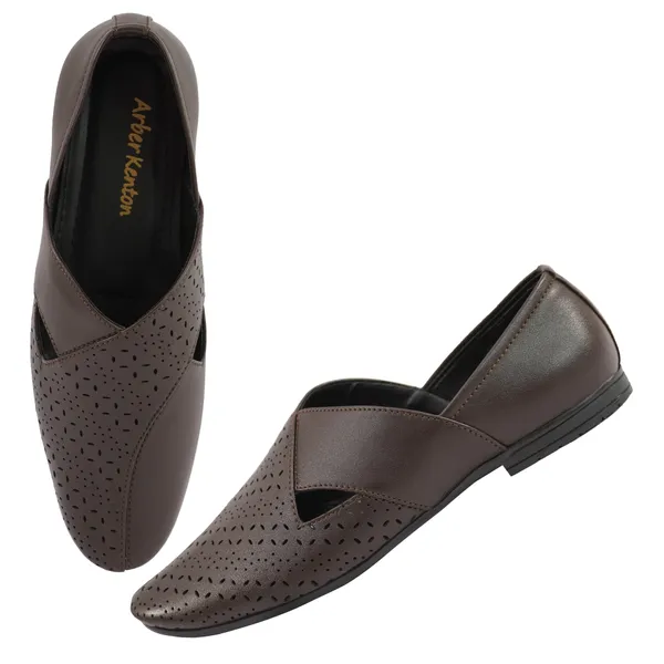 Brown_Synthetic_Laser_Cut_Design_Ethnic_Peshawari_Sandal_For_Men