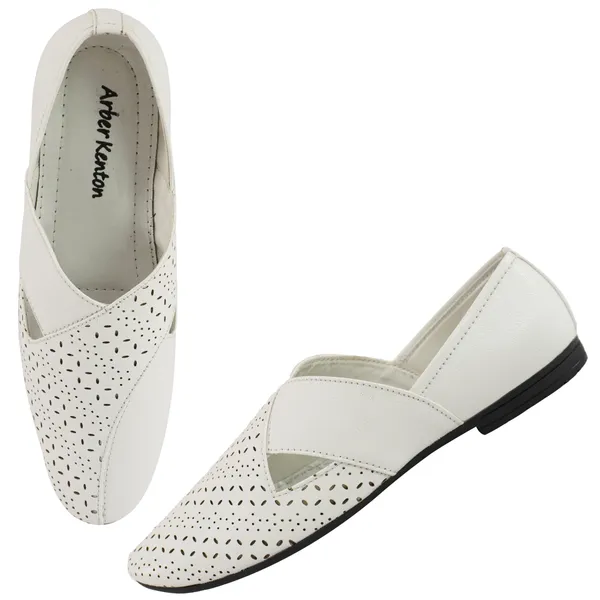 White_Synthetic_Laser_Cut_Design_Ethnic_Peshawari_Sandal_For_Men