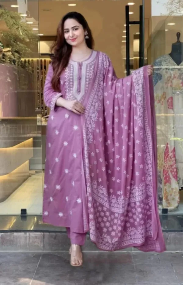 Multicolor_Embroidery_Rayon_Kurti_&_Pant_For_Women