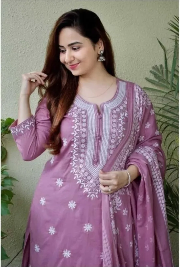Multicolor_Embroidery_Rayon_Kurti_&_Pant_For_Women
