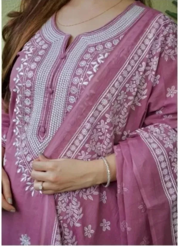 Multicolor_Embroidery_Rayon_Kurti_&_Pant_For_Women