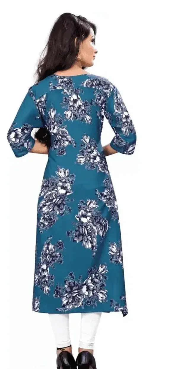 Teal_Blue_Crepe_Printed_Kurti_For_Women