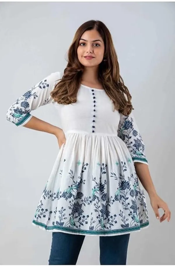 White_Rayon_Top_Printed_For_Women