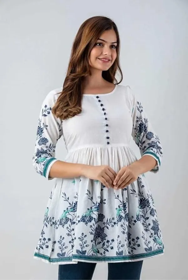 White_Rayon_Top_Printed_For_Women