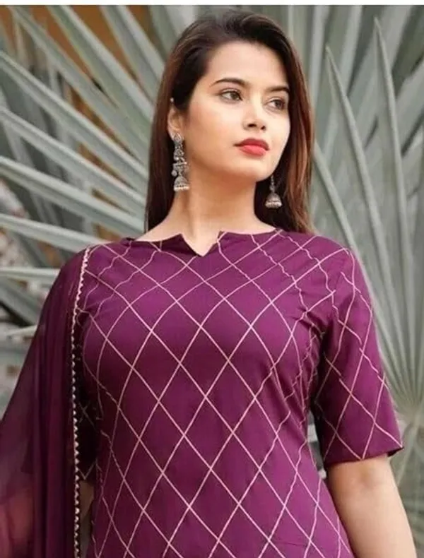 Purple_Rayon_Kurti_&_Sharara_With_Dupatta_For_Women