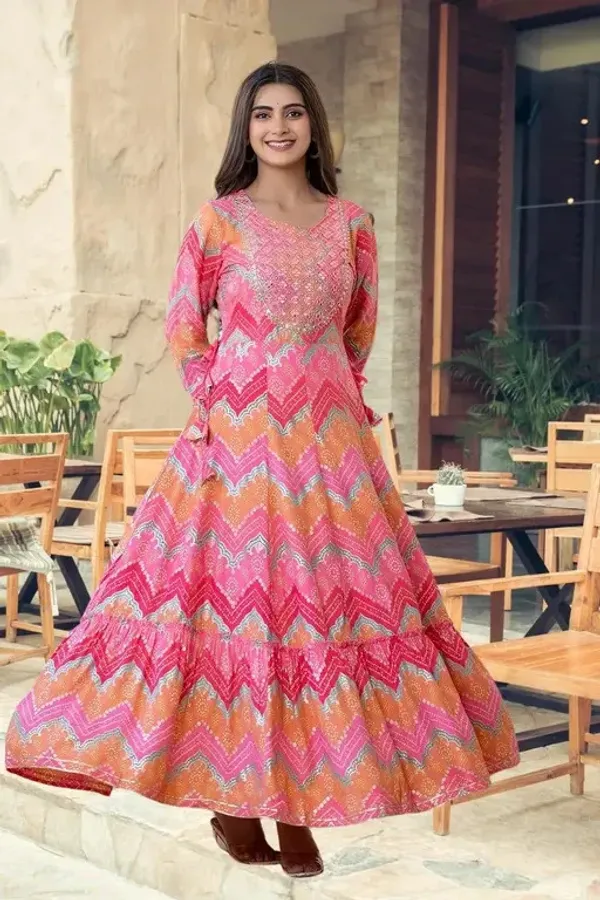 Multicolor_Long_Rayon_Printed_Gown__For_Women