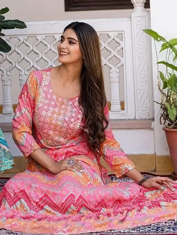 Multicolor_Long_Rayon_Printed_Gown__For_Women