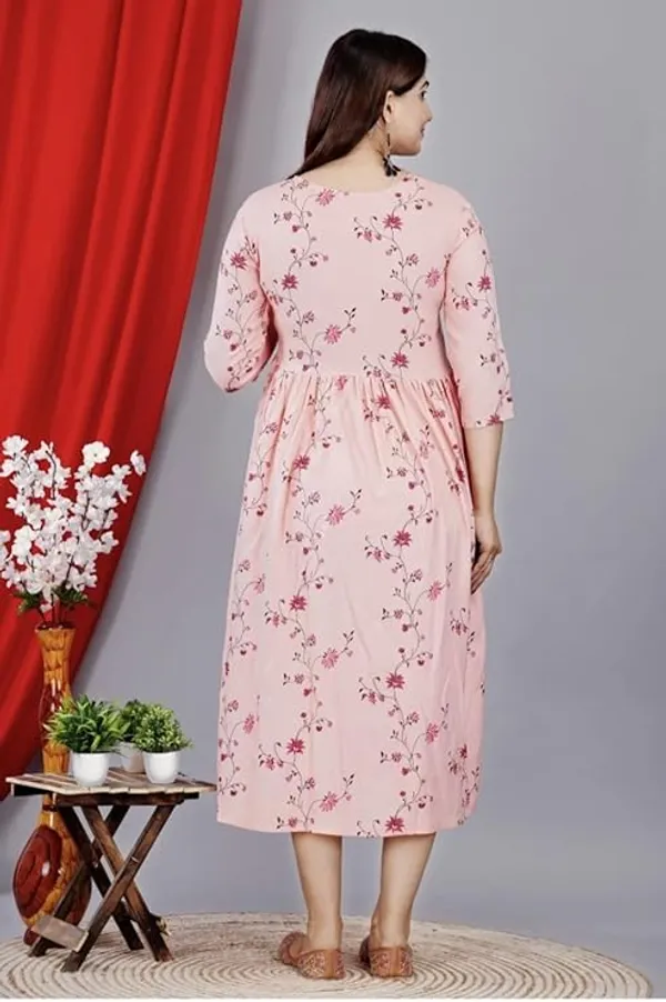Pink_Rayon_Printed_Maternity_Gown_For_Women