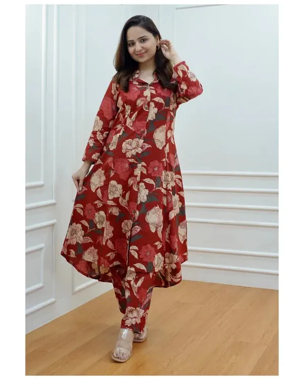 Multicolor_Rayon_Kurti_With_Pant_Printed_For_Women